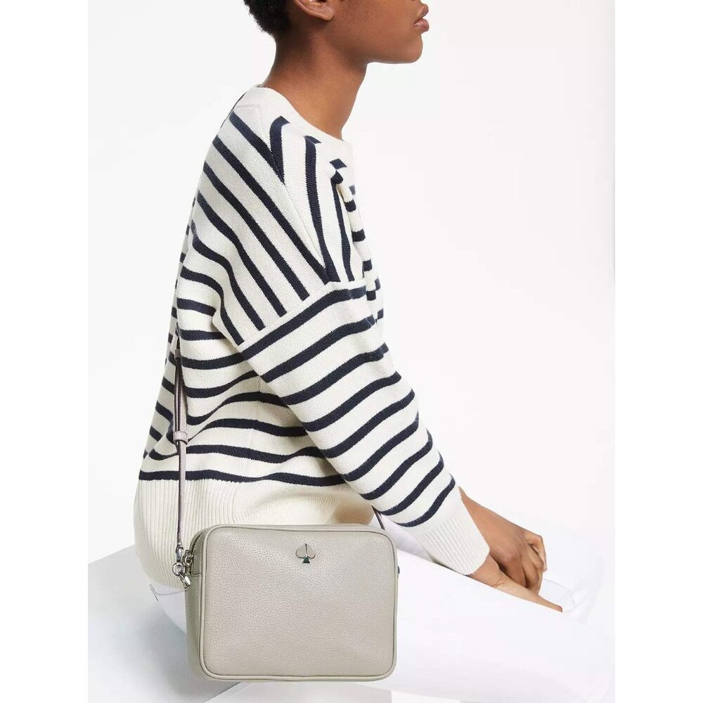 Kate Spade Medium Polly Leather Camera Crossbody Purse - True Taupe - New - Picture 2 of 6